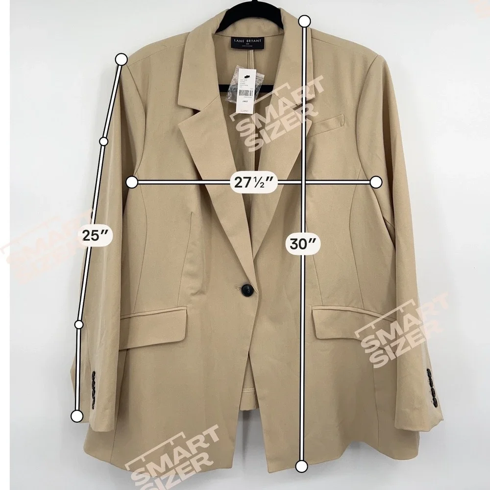 Wms Plus Size Modern Tan Single Button Blazer 26W Beige Professional Lane Bryant - Picture 3 of 9